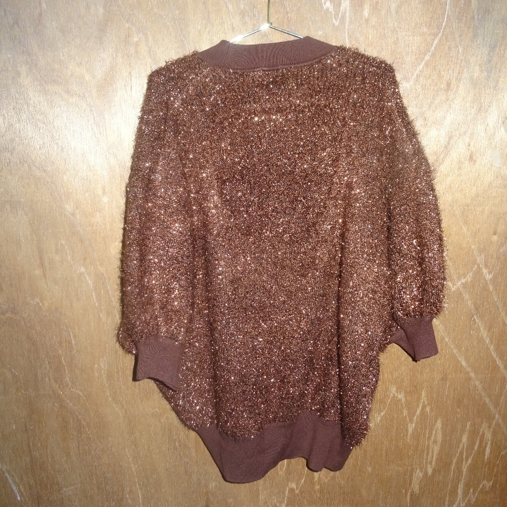 Maeve Anthropologie Brown Shimmer Keyhole Back Sweater